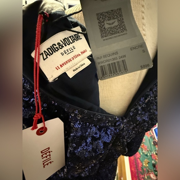 NWT - Zadig & Voltaire - Defile - Navy Sequin Mini Dress - Small - Picture 7 of 11